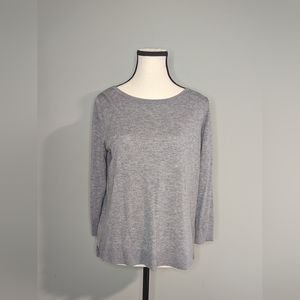 LOFT Solid Gray Shirt with Button Detailed Back